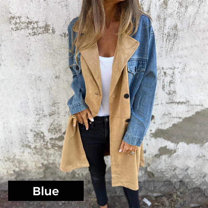 ELORA™ - Bicolor Denim Trench Coat