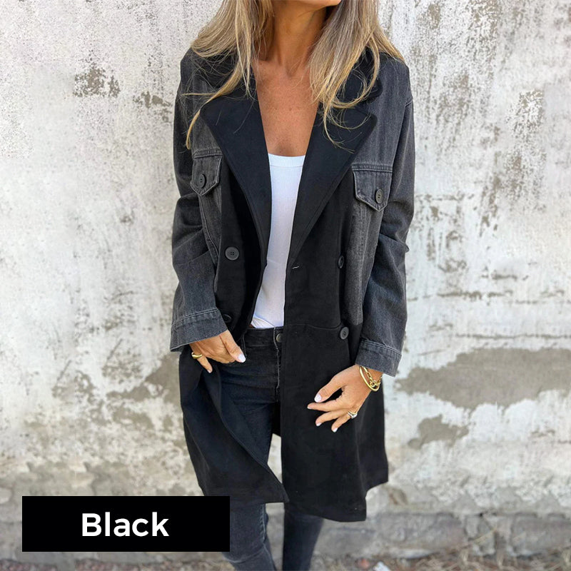 ELORA™ - Bicolor Denim Trench Coat